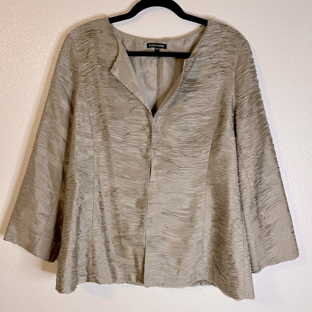 Eileen Fisher Bindu Ripple Silk Evening Jacket M